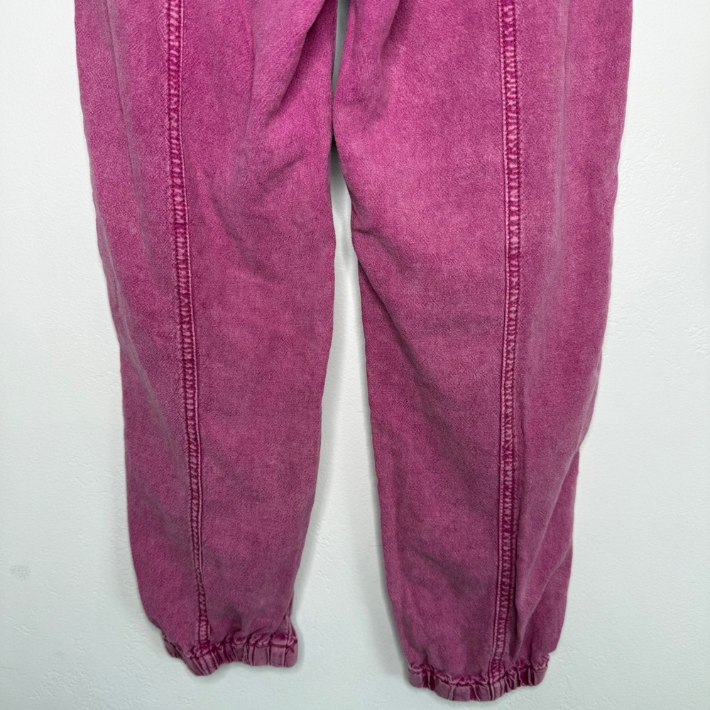 Anthropologie Linen Blend Paperbag Joggers XS Petite Pink Relaxed Boho Lagenlook - Picture 6 of 12